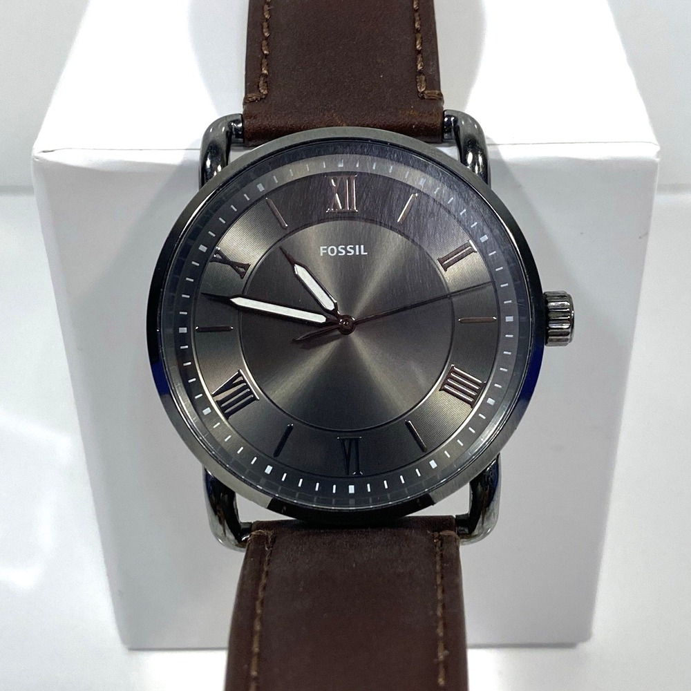 Fossil FS5664 Copeland Three-Hand Brown Leather Strap Roman Numeral Mens Watch